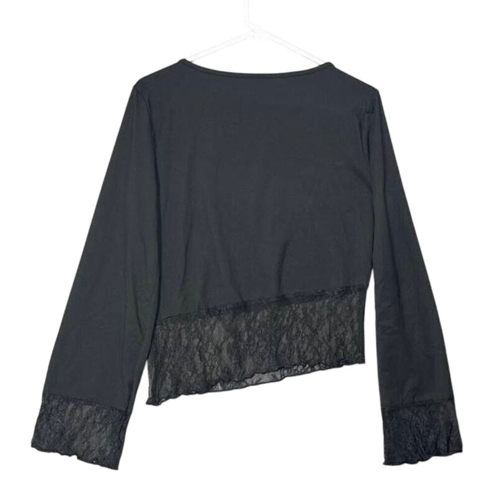 Women‎ Sheer Lace Sexy Long Sleeve Asymmetrical Hem  Mesh Top Gothic Sz S Grunge - Picture 3 of 9